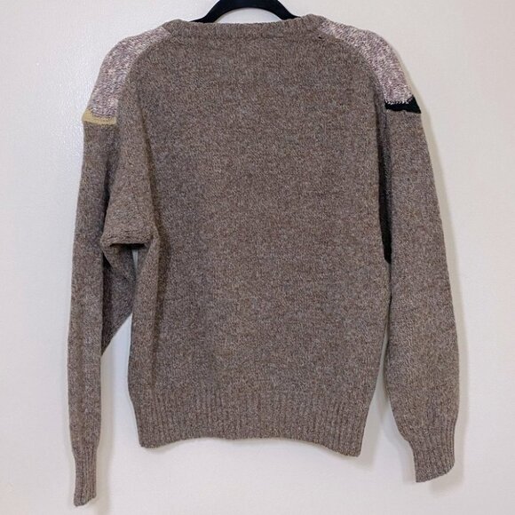 Vintage Wool Brown Dad Sweater Made  In Italy M - Picture 3 of 9
